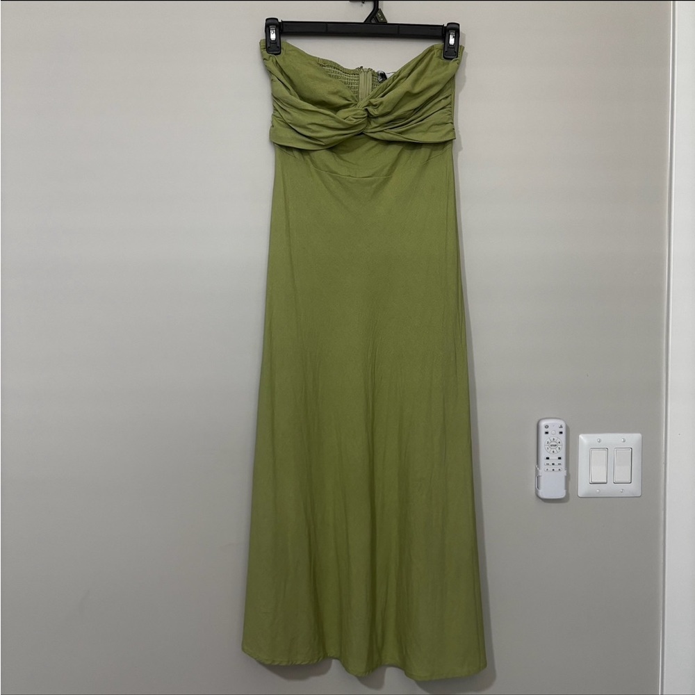 Petal & Pup Light Green Twist-Front Midi Dress - Picture 2 of 7